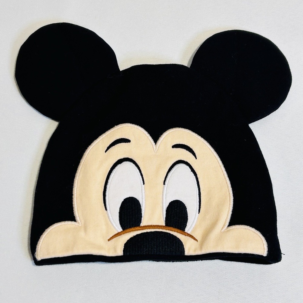 Disney Baby Mickey Mouse Beanie Hat Black 3D Ears 9-12 Months